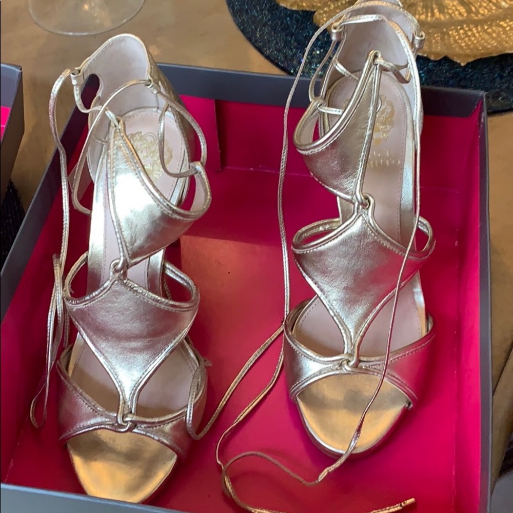 Vince Camuto Gold Strappy Heels - size 8